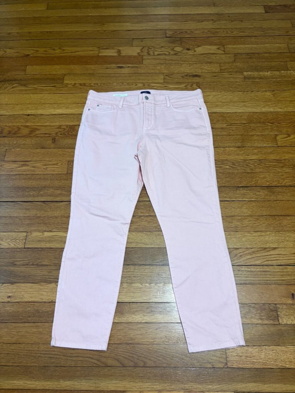 NYDJ Clarissa Ankle Jeans Size 16 Light Pink Stretch Denim Straight Leg Casual